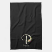 Monogramm schwarzes Küchentuch als Einzugsgeschenk (Vertikal)