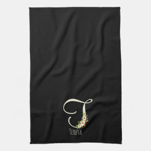 Monogramm schwarzes Küchentuch als Einzugsgeschenk