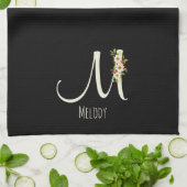Monogramm schwarzes Küchentuch als Einzugsgeschenk (Gefaltet)