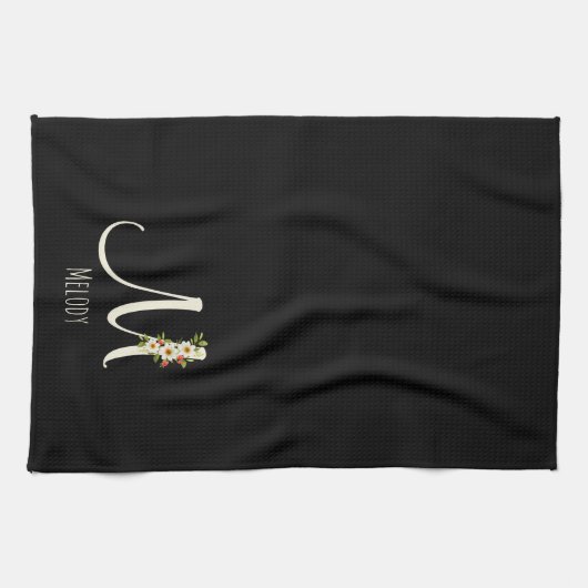 Monogramm schwarzes Küchentuch als Einzugsgeschenk (Horizontal)