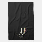 Monogramm schwarzes Küchentuch als Einzugsgeschenk (Vertikal)