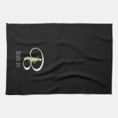 Monogramm schwarzes Küchentuch als Einzugsgeschenk (Horizontal)