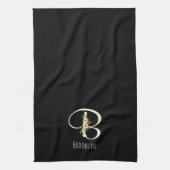 Monogramm schwarzes Küchentuch als Einzugsgeschenk (Vertikal)