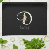 Monogramm schwarzes Küchentuch als Einzugsgeschenk (Gefaltet)