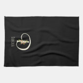 Monogramm schwarzes Küchentuch als Einzugsgeschenk (Horizontal)