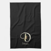 Monogramm schwarzes Küchentuch als Einzugsgeschenk (Vertikal)