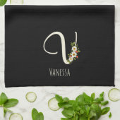 Monogramm schwarzes Küchentuch als Einzugsgeschenk (Gefaltet)