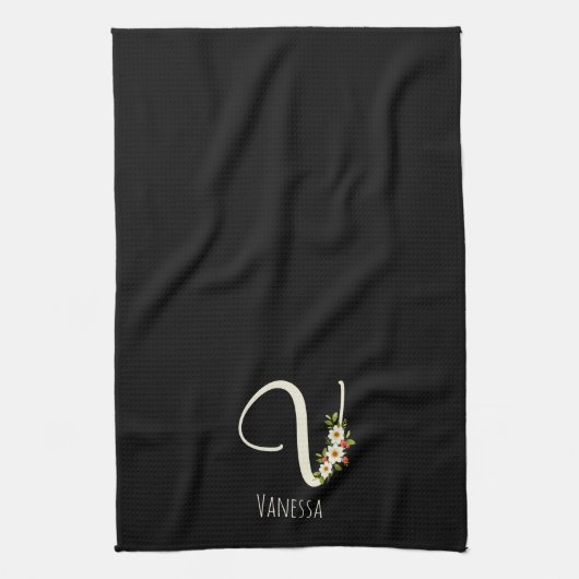 Monogramm schwarzes Küchentuch als Einzugsgeschenk (Vertikal)