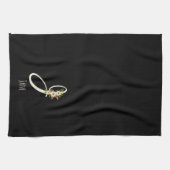 Monogramm schwarzes Küchentuch als Einzugsgeschenk (Horizontal)