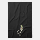 Monogramm schwarzes Küchentuch als Einzugsgeschenk (Vertikal)