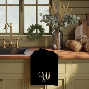 Monogramm schwarzes Küchentuch als Einzugsgeschenk