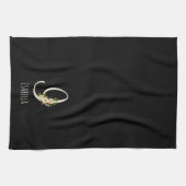 Monogramm schwarzes Küchentuch als Einzugsgeschenk (Horizontal)