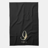 Monogramm schwarzes Küchentuch als Einzugsgeschenk (Vertikal)