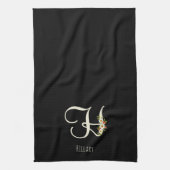 Monogramm schwarzes Küchentuch als Einzugsgeschenk (Vertikal)