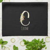 Monogramm schwarzes Küchentuch als Einzugsgeschenk (Gefaltet)