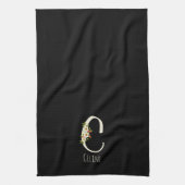 Monogramm schwarzes Küchentuch als Einzugsgeschenk (Vertikal)