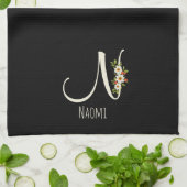Monogramm schwarzes Küchentuch als Einzugsgeschenk (Gefaltet)