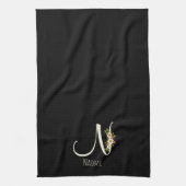 Monogramm schwarzes Küchentuch als Einzugsgeschenk (Vertikal)