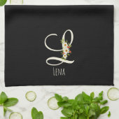 Monogramm schwarzes Küchentuch als Einzugsgeschenk (Gefaltet)