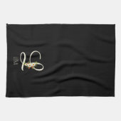 Monogramm schwarzes Küchentuch als Einzugsgeschenk (Horizontal)