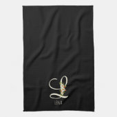 Monogramm schwarzes Küchentuch als Einzugsgeschenk (Vertikal)