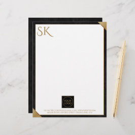 Monogramm Schwarzes Leder Briefbogen