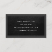 Monogramm | Schwarzes Leder Textur | Dunkle Grenze Visitenkarte (Rückseite)