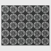 Monogramm Schwarzes Papier Geschenkpapier (Flach)