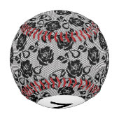 Monogramm Schwarzes Quadratzmuster auf weißem Hint Baseball (Rückseite)