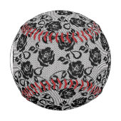 Monogramm Schwarzes Quadratzmuster auf weißem Hint Baseball (Vorderseite)