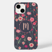 Monogramm Schwarzes Rosa Case-Mate iPhone Hülle (Rückseite)