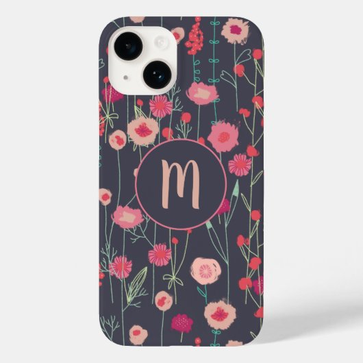 Monogramm Schwarzes Rosa Case-Mate iPhone Hülle (Rückseite)