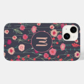Monogramm Schwarzes Rosa Case-Mate iPhone Hülle (Rückseite (Horizontal))