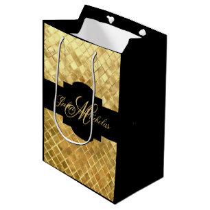 Monogramm-Schwarzes u. Jahrestag des Gold50. Mittlere Geschenktüte