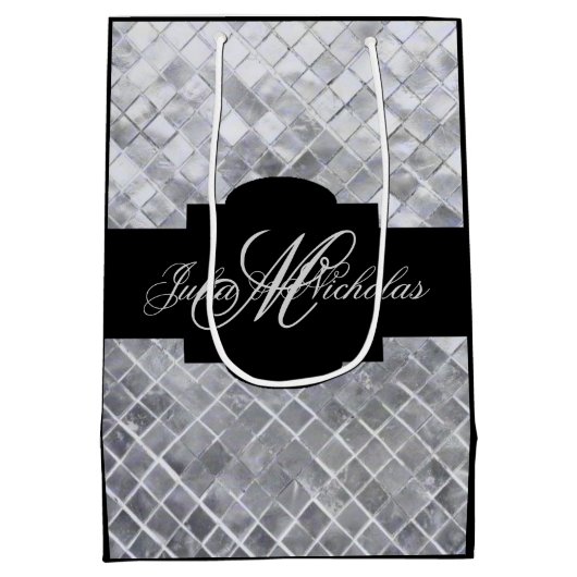 Monogramm-Schwarzes u. Silber-25. Mittlere Geschenktüte (Rückseite)