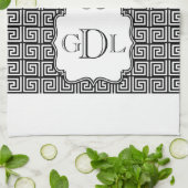 Monogramm-schwarzes u. weißes griechisches geschirrtuch (Gefaltet)