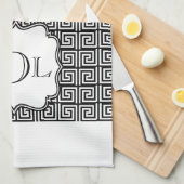 Monogramm-schwarzes u. weißes griechisches geschirrtuch (Viertel Falte)