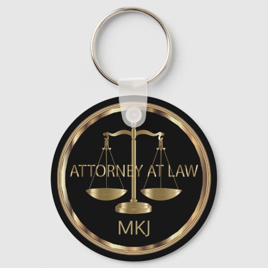Monogramm - Schwarzes und Gold-Gesetz Schlüsselanhänger (Vorderseite)