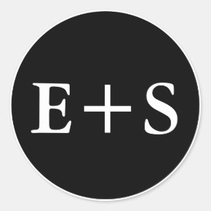 Monogramm Schwarzes und weißes Hochzeitssiegel fü Runder Aufkleber
