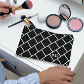 Monogramm, schwarzes und weißes stilvolles Gitterm Zubehörtasche