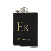 Monogramm Schwarzgold Personalisiert Flachmann (Links)