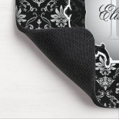 Monogramm-Schwarzweiss-Damast Mousepad (Ecke)