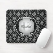 Monogramm-Schwarzweiss-Damast Mousepad (Mit Mouse)