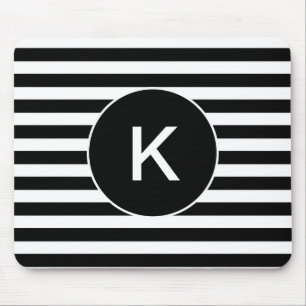 Monogramm-Schwarzweiss-gestreiftes Mousepad