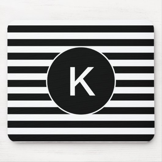 Monogramm-Schwarzweiss-gestreiftes Mousepad (Vorne)