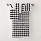Monogramm Schwarzweiß-Hahnentrittmuster-Muster Badhandtuch Set (Insitu)
