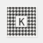 Monogramm Schwarzweiß-Hahnentrittmuster-Muster Serviette (Vorderseite)