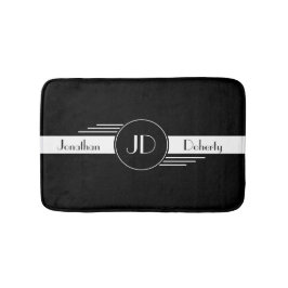 Monogramm-Schwarzweiss-Kunst-Deko Badematte