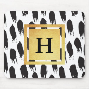 Monogramm-Schwarzweiss-Muster Mousepad