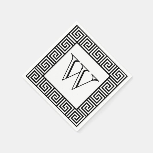 Monogramm Schwarzweiß-Papierserviette Serviette (Ecke)